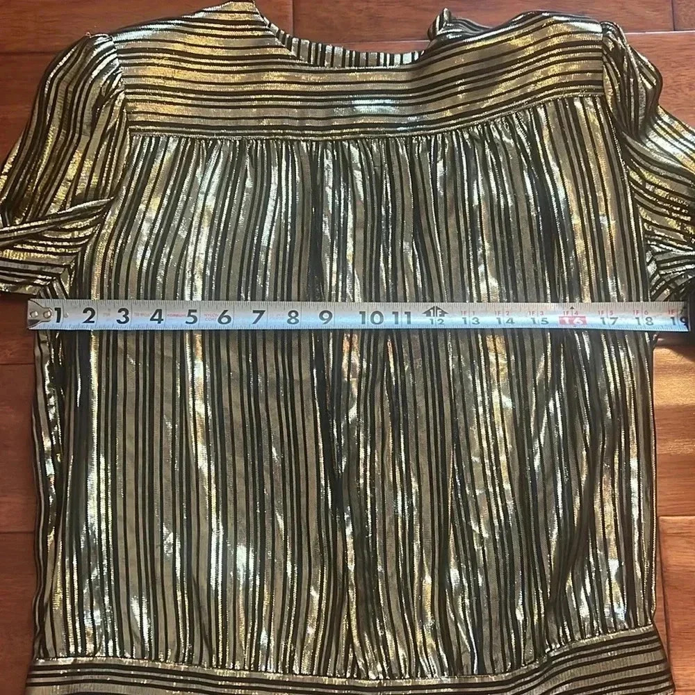 Vintage Lloyd Williams Size 10 Metallic Gold Blouse Long Sleeve Statement Party - Picture 7 of 10